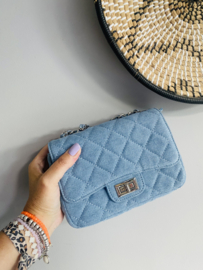Kleine jeans tas à la Chanel met ketting hengsel