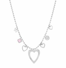 Chunky RVS (stainless steel) ketting met veel bedels.  Zilver of goud