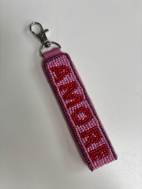 Biba sleutelhanger kraaltjes AMORE. Oud Roze-rood