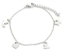 Kids Sieraden set “bedels” Stainless steel. Zilverkleurig