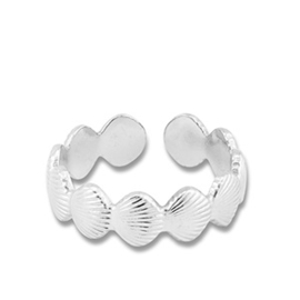 RVS (stainless steel) schelpen ring. Zilver of goud
