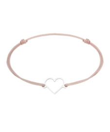 Vriendschaps armbandjes, LOVE. “One for you, One for me”. Zilver - Roze