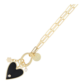 Fushi stainless steel ketting met gekleurd hart.