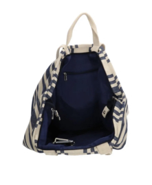 Super grote canvas shopper / strandtas  streep. Jeans blauw - ecru.