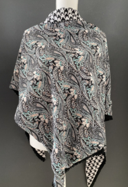 Spier wit / pastel paisley dessin - pied de coq print, couture sjaal.