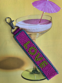 Biba sleutelhanger kraaltjes LOVE. Roze-groen-lime