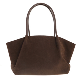 Suede look shopper Cambridge. Donker bruin