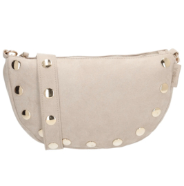 Bumbag / heuptas / crossfiets van Zebra. model lilou. Met gouden studs. Licht taupe (naturel)