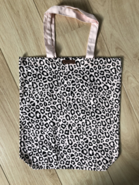 Super leuke katoenen Shopper.  Roze + luipaard / panter print.