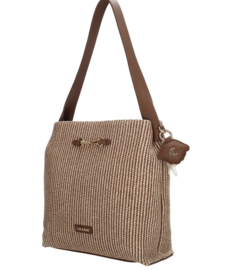 Charm London. Tas bruin-ecru gevlochten.