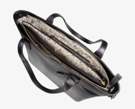 Bag 2 Bag grote luxe laptop tas Paris. Zwart. écht leer.