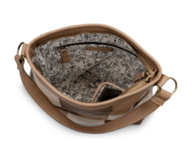 Bag 2 Bag  medium tas  met kleurvlakken “ Lagos “, écht leer.