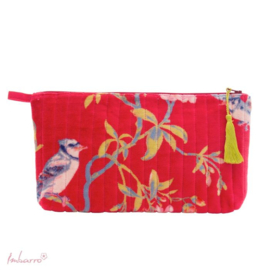 Mooie fluwelen clutch / toilettas Vivienne van Imbarro, Donker Fuchsia roze.