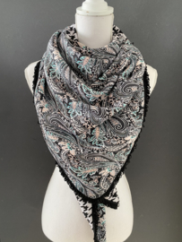 Spier wit / pastel paisley dessin - pied de coq print, couture sjaal.