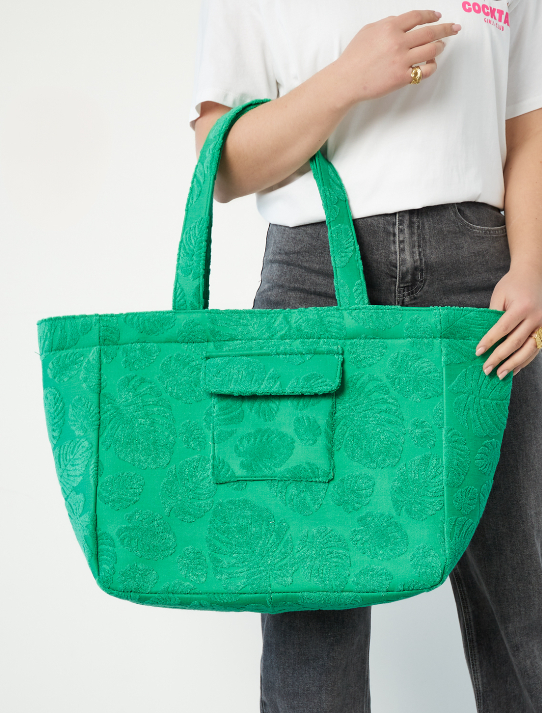 Grote strandtas / shopper van badstof. Verschillende kleuren.
