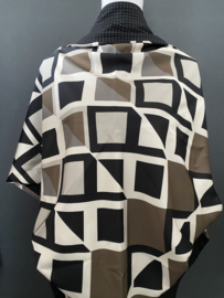 Bruin-zwart colourblock / zwarte mini stip, couture sjaal