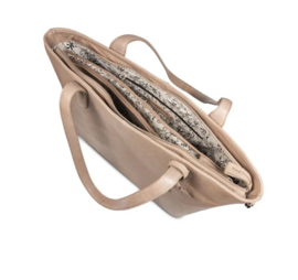 Bag 2 Bag grote luxe laptop tas Paris. Taupe Grey, écht leer.