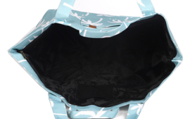 Super grote Shopper / Strandtas / Weekendtas. Blauw - wit palmbomen print
