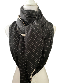 Bruin-zwart colourblock / zwarte mini stip, couture sjaal