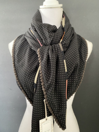 Roze-oranje combi modern design  / zwarte mini stip, couture sjaal