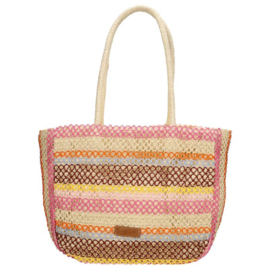 Lichtgewicht rattan shopper horizontale streep kleur.