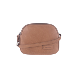 Bag 2 Bag  kleine halfronde tas  dubbele rits “ Gela “, écht leer. 4 kleuren