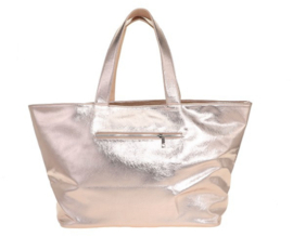 Grote half glanzende Shopper / Strandtas Seychellen, kleur PINK champagne