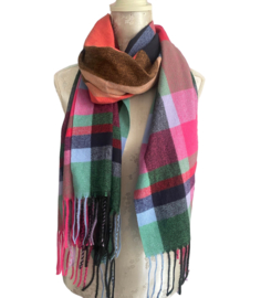 Langwerpige soft sjaal, multicolour blok patroon.