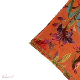Imbarro, grote zachte dunne  langwerpige sjaal / pareo. Paradise print, Coral - Oranje
