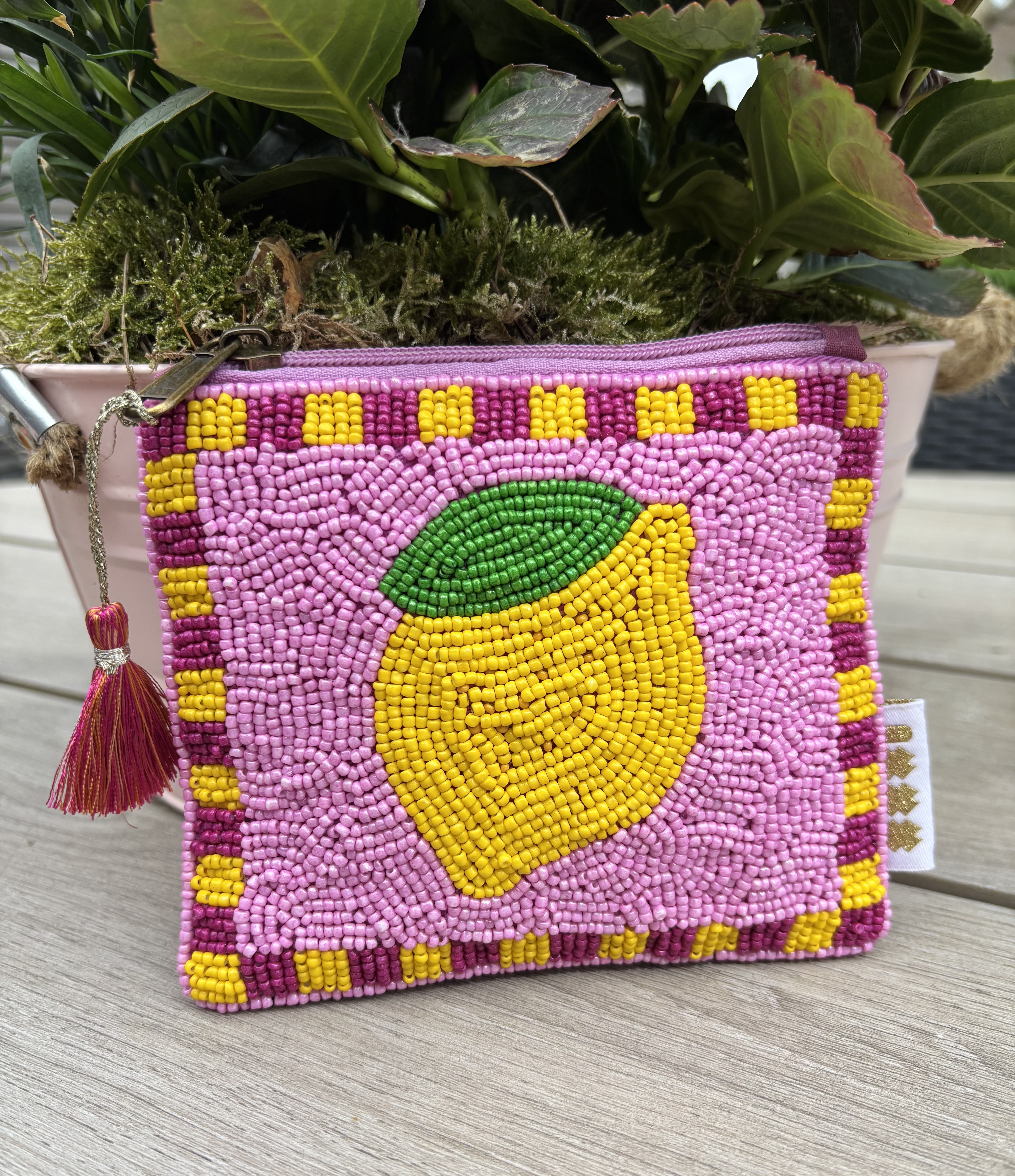 Handgemaakt mini tasje (toilet tasje) Kraaltjes cerise. CITROEN