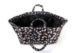 Super grote Shopper / Strandtas / weekendtas. Dierenprint, donkere ondergrond.