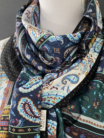 Purple - Blue dessin met Paisley, couture sjaal.