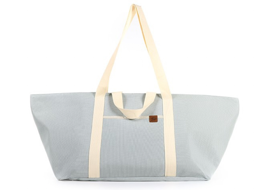 Super grote Shopper / Strandtas / weekendtas. Lichtblauw - ecru