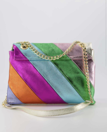 Rainbow tas, groot model, echt leer. Felle kleurtjes