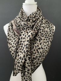 Oude Meesters bloemen print look-a like Taupe  / panter print taupe,  couture sjaal.