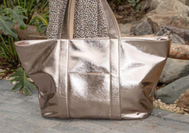 Grote half glanzende Shopper / Strandtas Seychellen, kleur PINK champagne