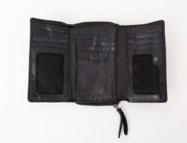 Bag 2 Bag medium portemonnee, “ Matera ”, écht leer. Zwart. Limited Edition.