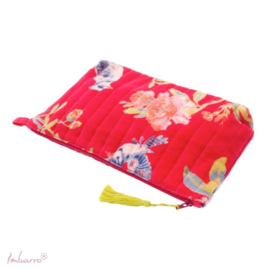 Mooie fluwelen clutch / toilettas Vivienne van Imbarro, Donker Fuchsia roze.