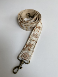 La Natelier, Schouderband / cameraband / tassenriem. Ecru - licht bruin - beige