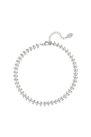 Enkelbandje bloem takje. Stainless steel.