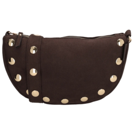 Bumbag / heuptas / crossfiets van Zebra. model lilou. Met gouden studs. Donkerbruin.