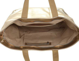 Grote half glanzende Shopper / Strandtas Seychellen, kleur goud