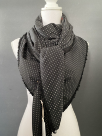 Zwart-roos barok design  / zwarte mini stip,  couture sjaal