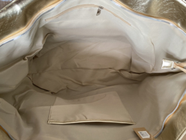 Grote half glanzende Shopper / Strandtas Seychellen, kleur goud