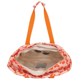 Super grote strandtas “Sallly “ van Zebra. Oranje/roze luipaard print.