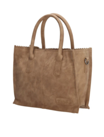 Kartel bag - tas XS van ZEBRA. Laag model, suède touch.  Camel