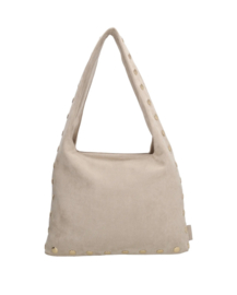 Grote Zebra tas. Model Lilou. Met gouden studs. Licht taupe (naturel)