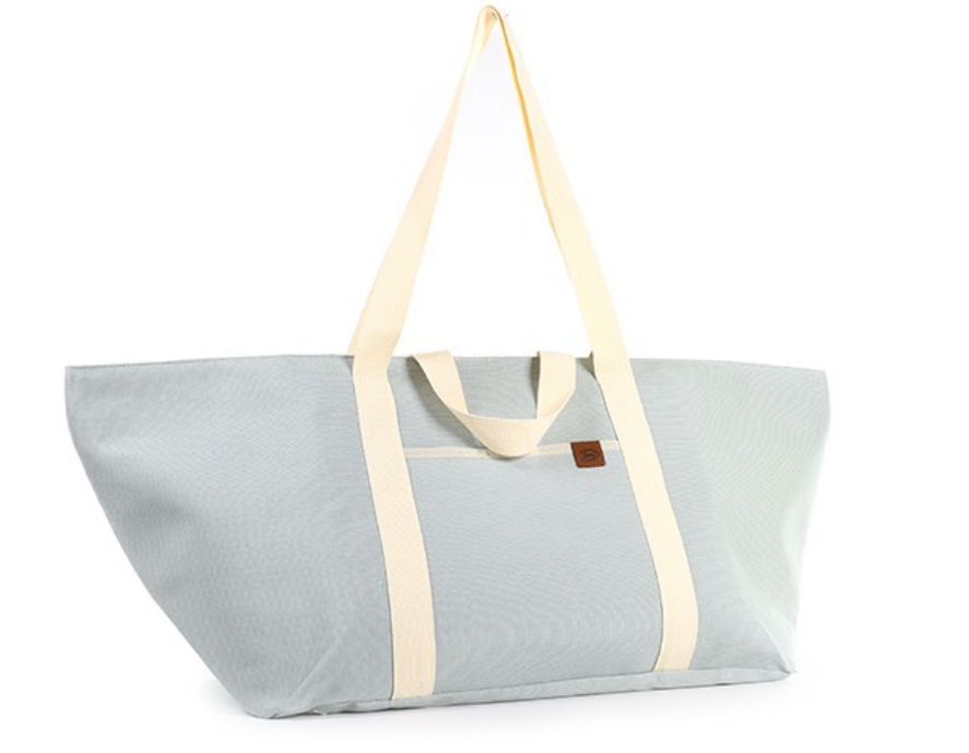 Super grote Shopper / Strandtas / weekendtas. Lichtblauw - ecru