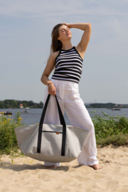 Super grote Shopper / Strandtas / weekendtas. Grijs - zwart.