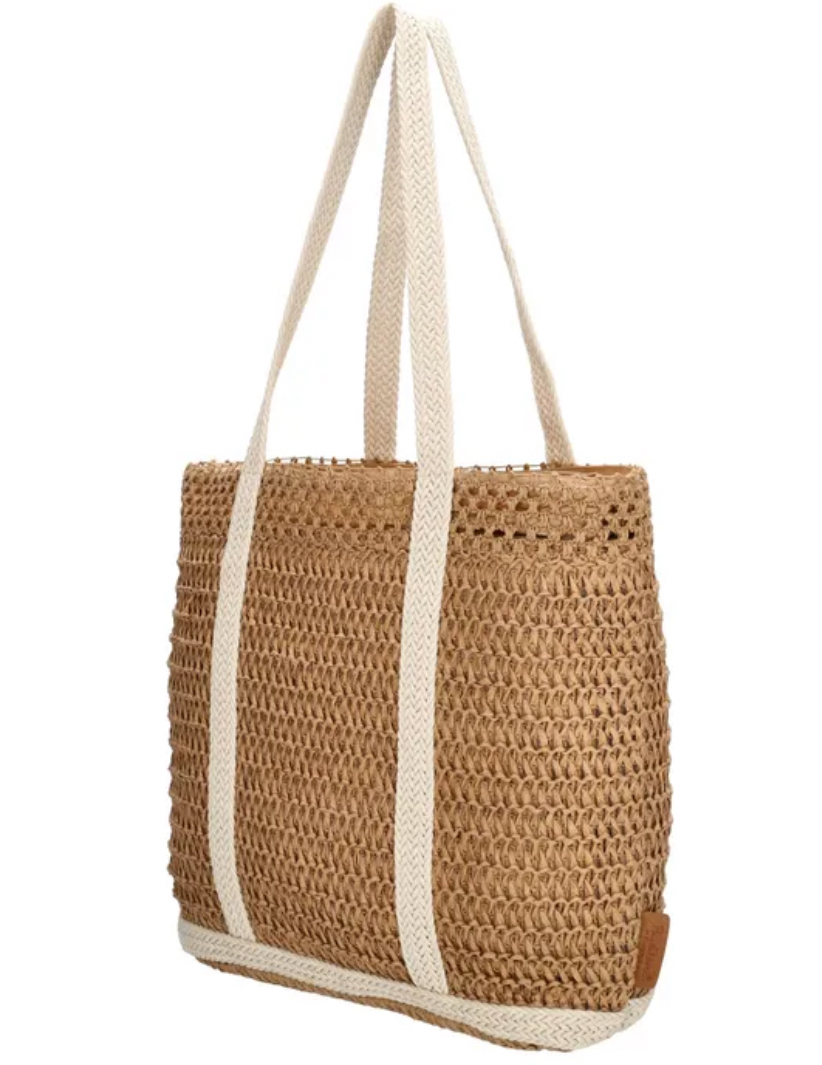 Naturel tartan tas. Lichtgewicht. Ecru hengsels.